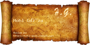 Hohl Géza névjegykártya